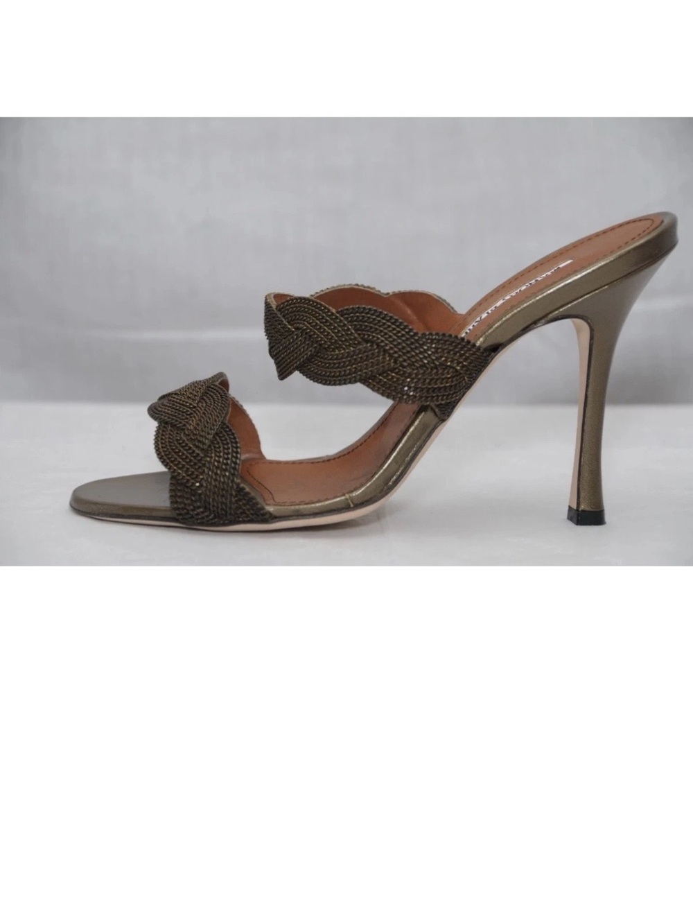 Manolo Blahnik Bronze Braided Double-Strap Mule - Picture 3 of 6